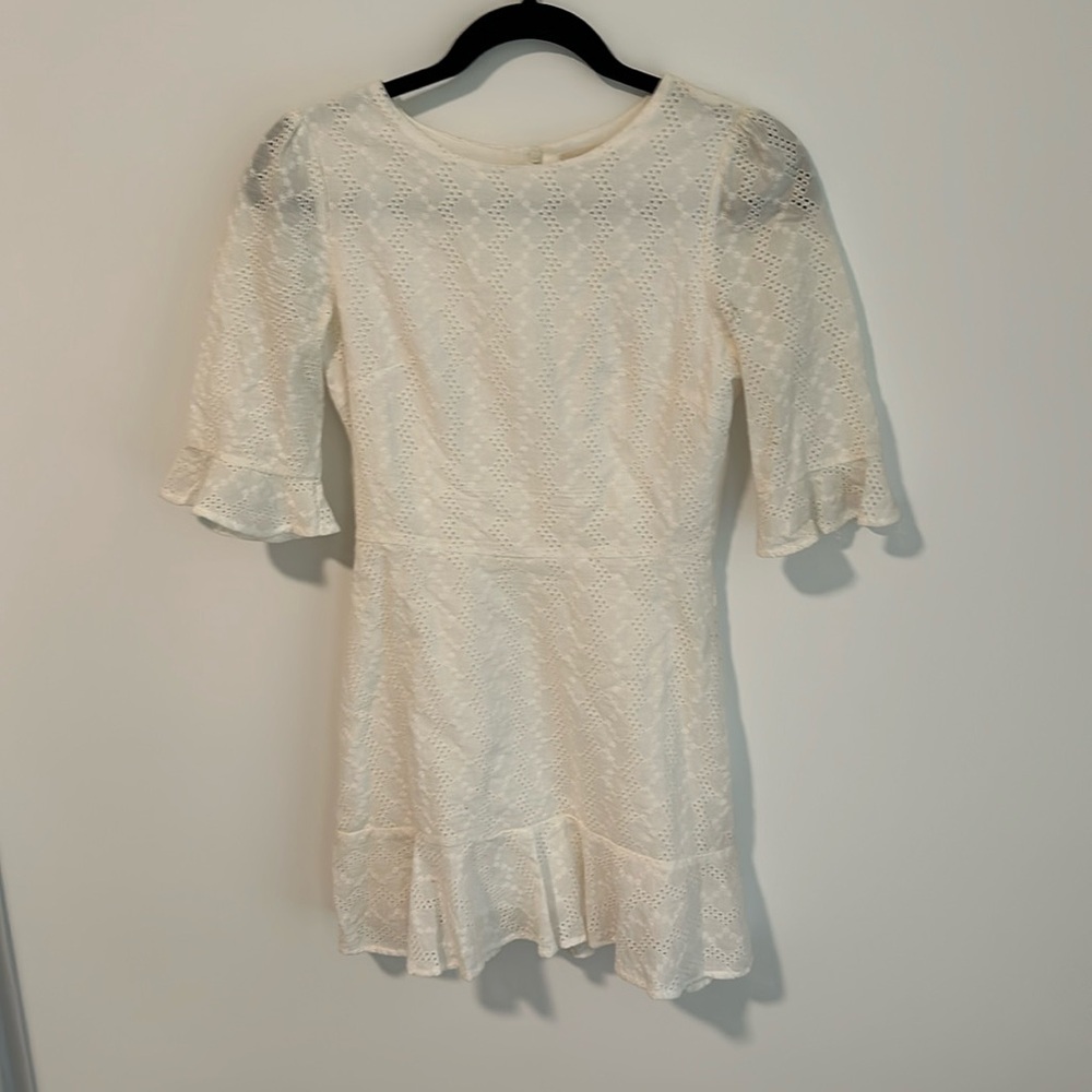Urban Outfitters White Eyelet Mini Dress with ruffles size XS